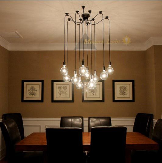 10 Lights Edison Chandelier Pendant Lamp Ceiling Light Bulbs Remote Control